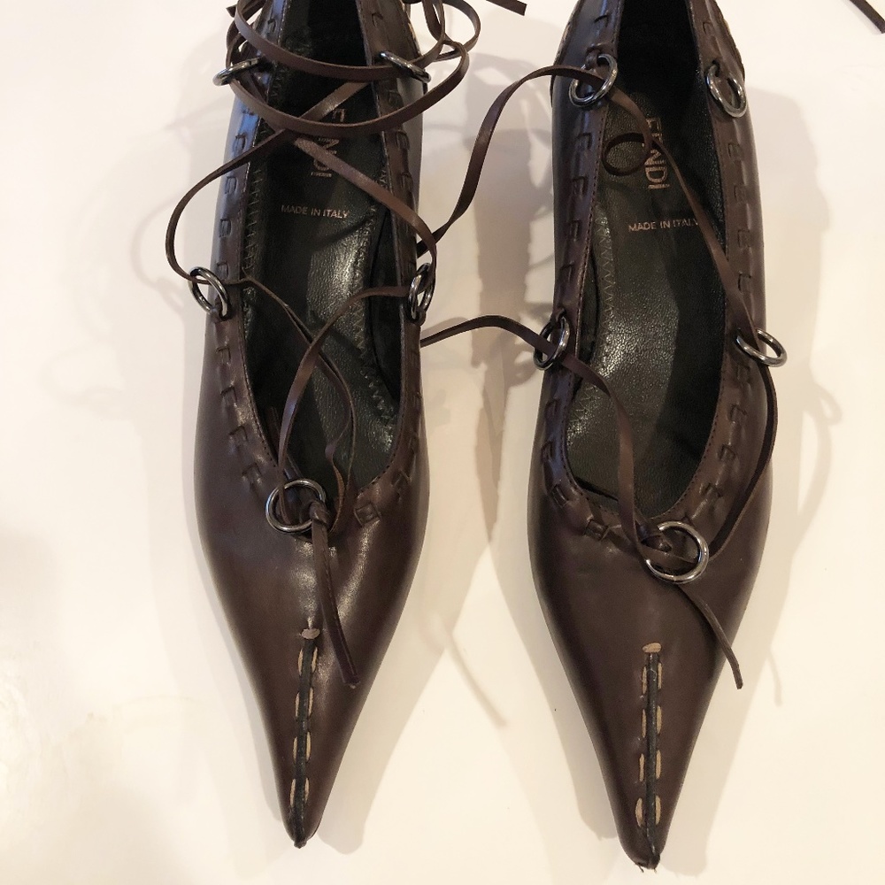 Fendi Brown Strappi low heel